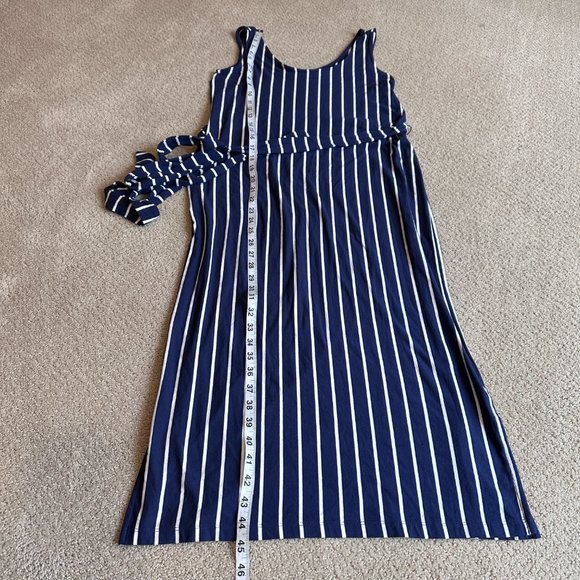C&C California Dress Midi Tank Jersey Knit Navy White Stripe Coastal Boho SMALL - Picture 6 of 8